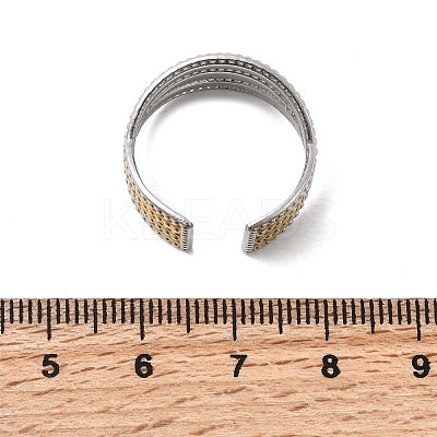 Adjustable 304 Stainless Steel Cuff Rings for Women RJEW-B150-01GP-08-1