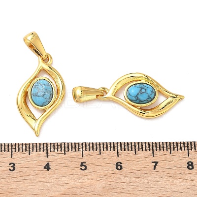 304 Stainless Steel with Synthetic Turquoise Pendants STAS-L309-21I-G-1