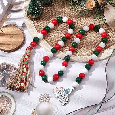 Wooden Beads Hanging Ornaments HJEW-JM02146-1