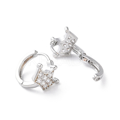 Brass Micro Pave Cubic Zirconia Hoop Earrings EJEW-P259-04P-1