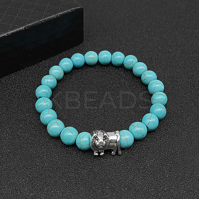 Synthetic Turquoise Stretch Bracelets for Women Men IS4293-8-1