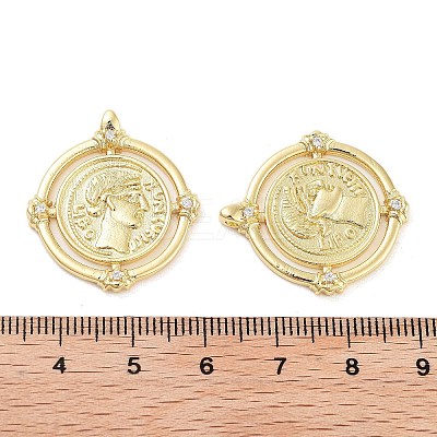 Rack Plating Brass Micro Pave Clear Cubic Zirconia Pendants KK-Z064-21G-1