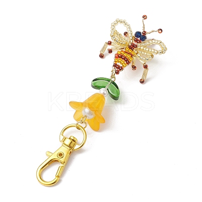Bees Handmade Glass Seed Beads Pendants Decorations HJEW-MZ00069-01-1