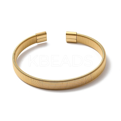 304 Stainless Steel Flat Snake Chains Cuff Bangles for Women BJEW-A067-06G-1