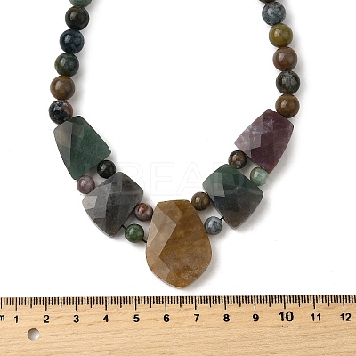 Natural Indian Agate Faceted Bib Graduated Beaded Necklaces for Women NJEW-B128-01E-1