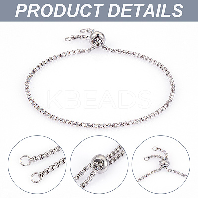 8Pcs 2 Style Adjustable 304 Stainless Steel Slider Bracelets Set BJEW-UN0001-47-1