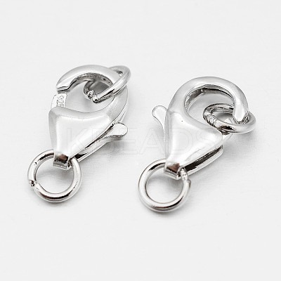Anti-Tarnish Rhodium Plated 925 Sterling Silver Lobster Claw Clasps STER-O015-C-04-1