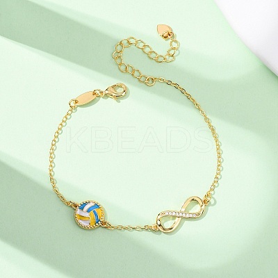 Sports Brass Micro Pave Cubic Zirconia Infinity Link Bracelets LS-BJEW-D386-01B-G-1