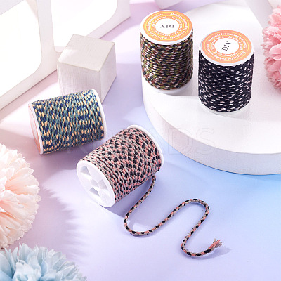 4 Rolls 4 Colors 4-Ply Polycotton Cord with Metallic Thread OCOR-TA0003-06A-1