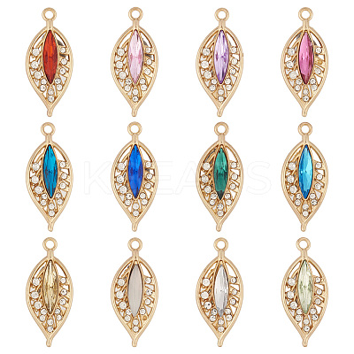 24Pcs 12 Colors KC Gold Plated Alloy Pendants FIND-TA0003-71-1