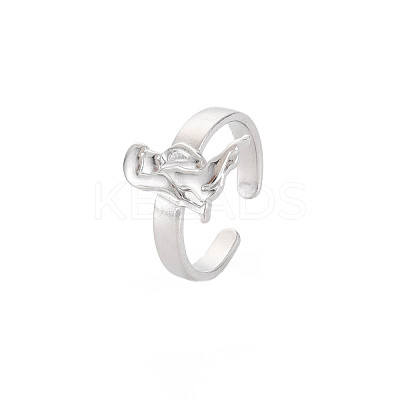 Non-Tarnish 304 Stainless Steel 12 Constellations/Zodiac Signs Open Cuff Ring for Women RJEW-S405-156P-H-1
