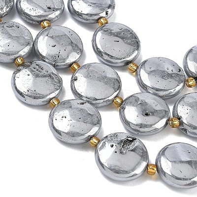 Electroplated Natural Druzy Geode Crystal Beads Strands G-G459-04K-1