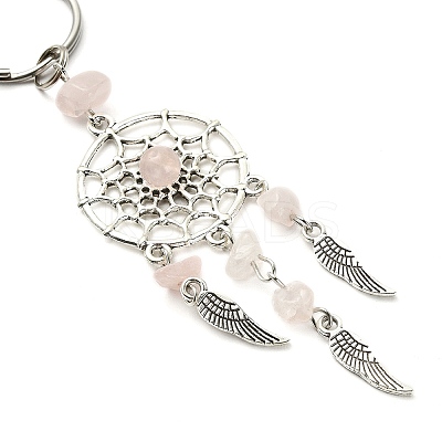 Natural Chip Rose Quartz Keychain KEYC-YW0001-01-1