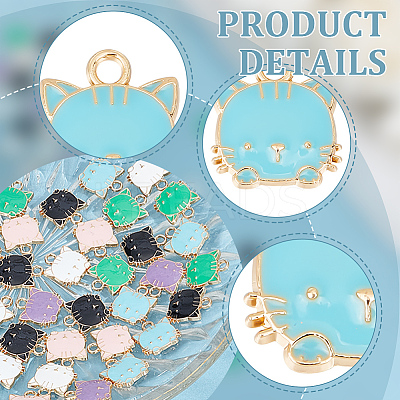 48Pcs 6 Colors Eco-Friendly Zinc Alloy Pendants ENAM-GO0001-09-1