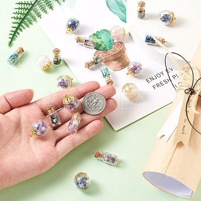 40Pcs 2 Style Glass Bottle Pendants FIND-CD0001-21-1