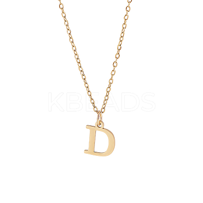 304 Stainless Steel Letter Pendant Necklaces NJEW-LP0001-53D-G-1