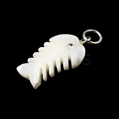 Natural White Shell & Crystal Rhinestone Pendants SH-CBAC52B-01E-1