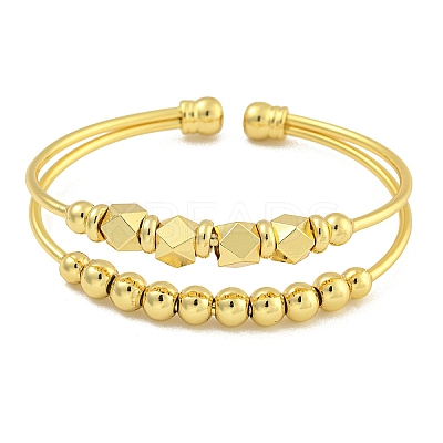 Rack Plating Brass Bangles Double Layer Cuff Bangles for Women BJEW-B106-08G-1