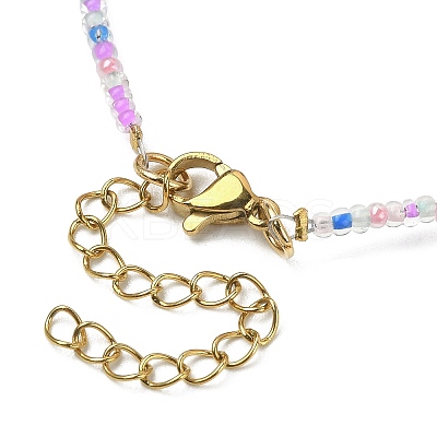 Brass Micro Pave Cubic Zirconia Moon Pendant Necklace NJEW-JN04424-1