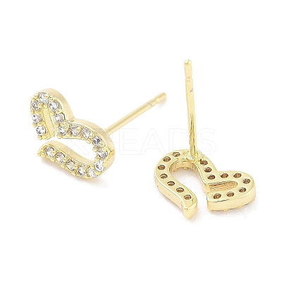 Brass Micro Pave Clear Cubic Zirconia Studs Earring for Women EJEW-S217-A10-1