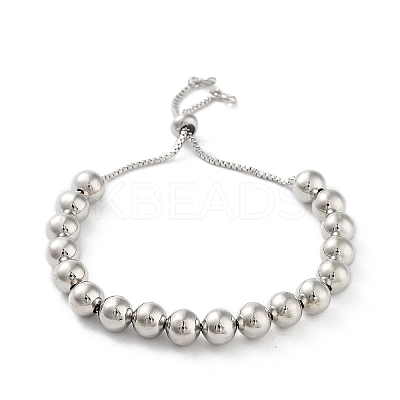 Adjustable Brass Round Beaded Slider Bracelets BJEW-D039-31C-P-1