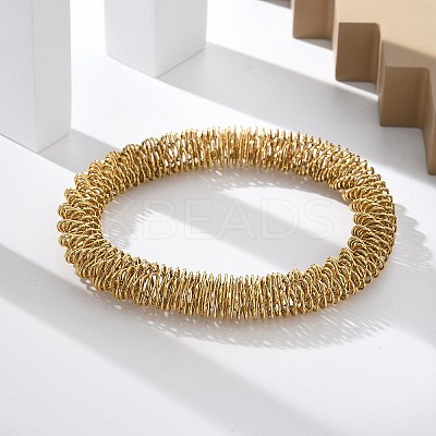 304 Stainless Steel Stretch Bangles for Women BJEW-P315-02E-G-1