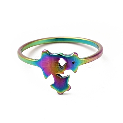 Ion Plating(IP) 201 Stainless Steel Triple Star Finger Ring for Women RJEW-G266-26M-1