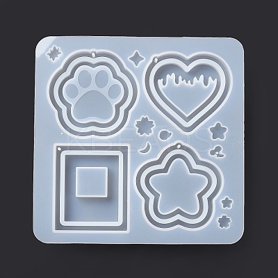 DIY PawPrint & Heart & Star & Rectangle Shaped Pendant Food-grade Silicone Molds LS-SIMO-D001-05-1
