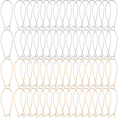 200Pcs 2 Colors Brass Hoop Earrings Findings Kidney Ear Wires KK-SP0001-30-1