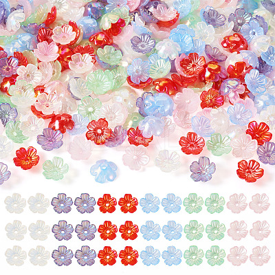 240Pcs 6 Colors UV Plating Acrylic Bead Cap OACR-TA0002-94-1