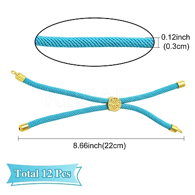 12Pcs 3 Colors Nylon Cords Bracelet Makings Fit for Connector Charms AJEW-YW0001-40B-1