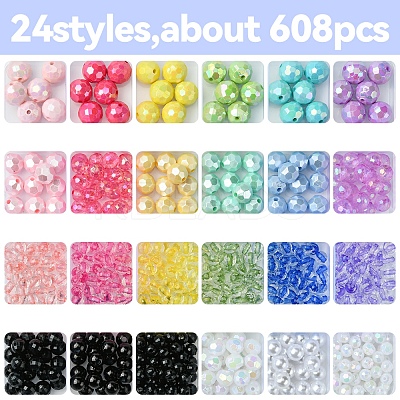 DIY Round Acrylic Beads Jewelry Making Findings Kits DIY-FS0007-79-1