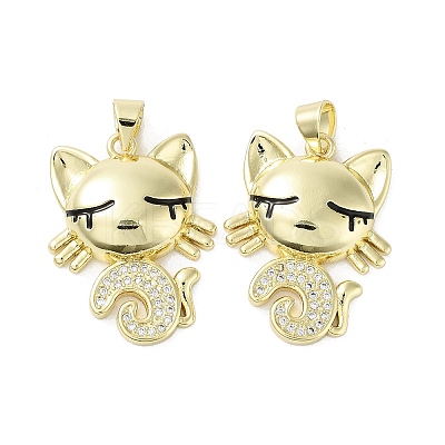 Cat Rack Plating Brass Micro Pave Cubic Zirconia Pendants KK-E102-32G-1