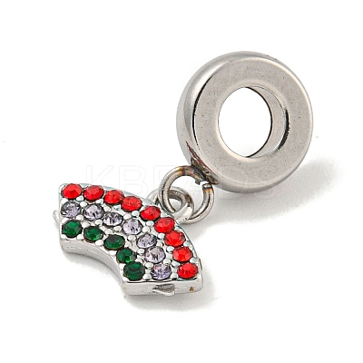 304 Stainless Steel Colorful Rhinestone European Dangle Charms STAS-U005-42P-1
