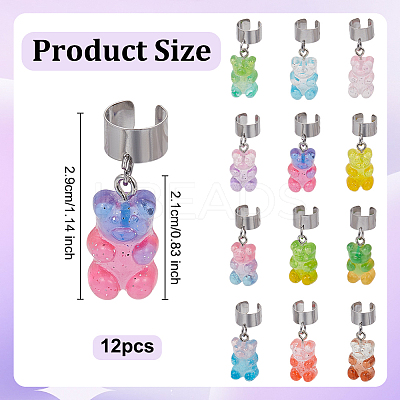 12Pcs Bear Resin Stethoscope Pendant Decorations HJEW-OC00160-1