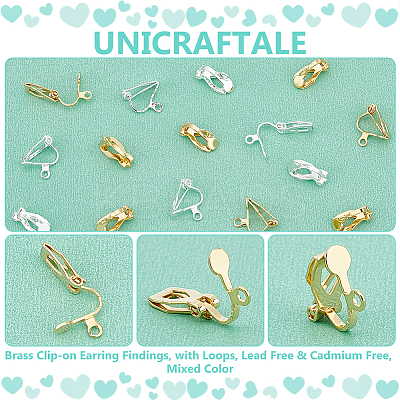 32Pcs 2 Colors Brass Clip-on Earring Findings KK-UN0001-87-1