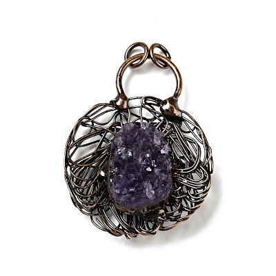 Natural Amethyst Nuggets Big Pendants G-D468-21R-1