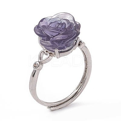 Flower Natural Fluorite Adjustable Rings KK-G273-10P-1