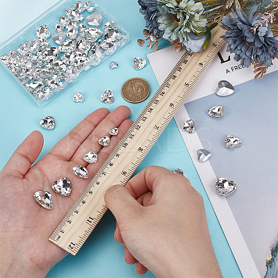 94Pcs 6 Styles Glass Rhinestone Cabochons FIND-FG0003-77B-1