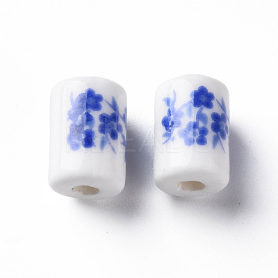 Floral Printed Porcelain Beads PORC-T007-16-1