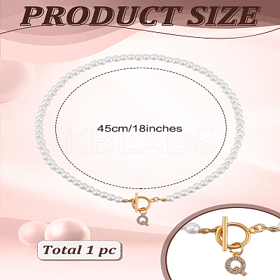 1Pc Brass Clear Cubic Zirconia Letter Pendant Necklaces NJEW-LP0001-32Q-1