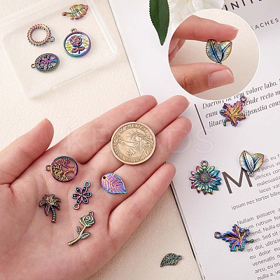 14 Pcs Flower & Leaf Themed 316L Surgical Stainless Steel Pendants JX098A-1