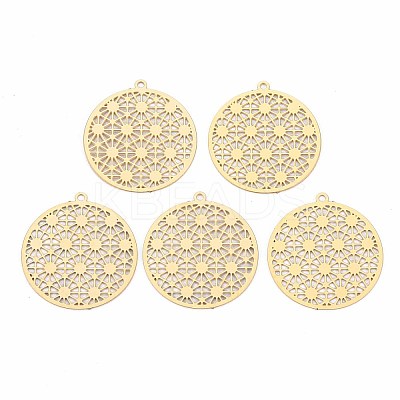 Rack Plating 201 Stainless Steel Filigree Pendants X-STAS-T057-43G-1