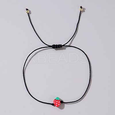 Fruit Strawberry Polymer Clay Braided Bead Bracelets LP5577-7-1