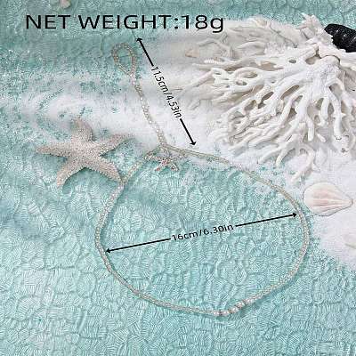 Summer Beach Resin Starfish Charm Glass Seed Beaded Stretch Toe Ring Anklets for Women FS-WGE60B8-01-1