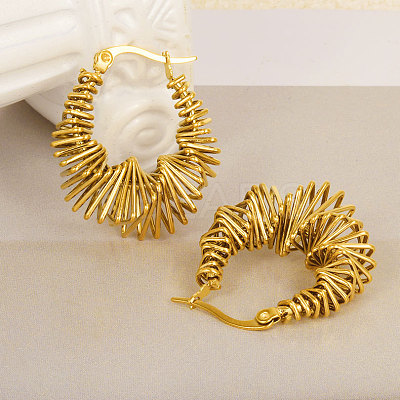 304 Stainless Steel Irregular Twist Hoop Earrings KB0349-2-1
