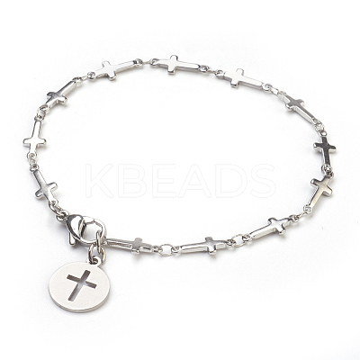 Tarnish Resistant 304 Stainless Steel Charm Bracelets BJEW-JB03864-03-1