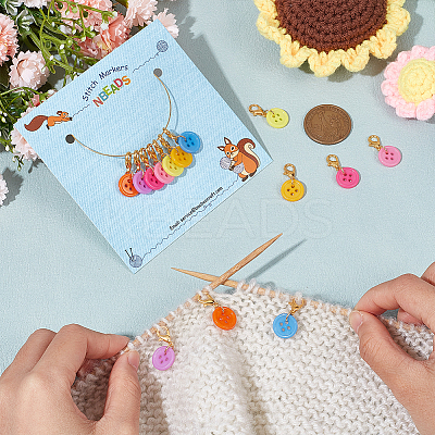 Flat Round Button Stitch Markers HJEW-AB00270-1