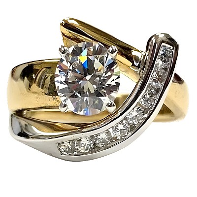 Brass Micro Pave Clear Cubic Zirconia Finger Rings FS-WG8456F-03-1