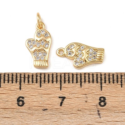 Christmas Brass Micro Pave Cubic Zirconia Charms KK-L255-18G-06-1